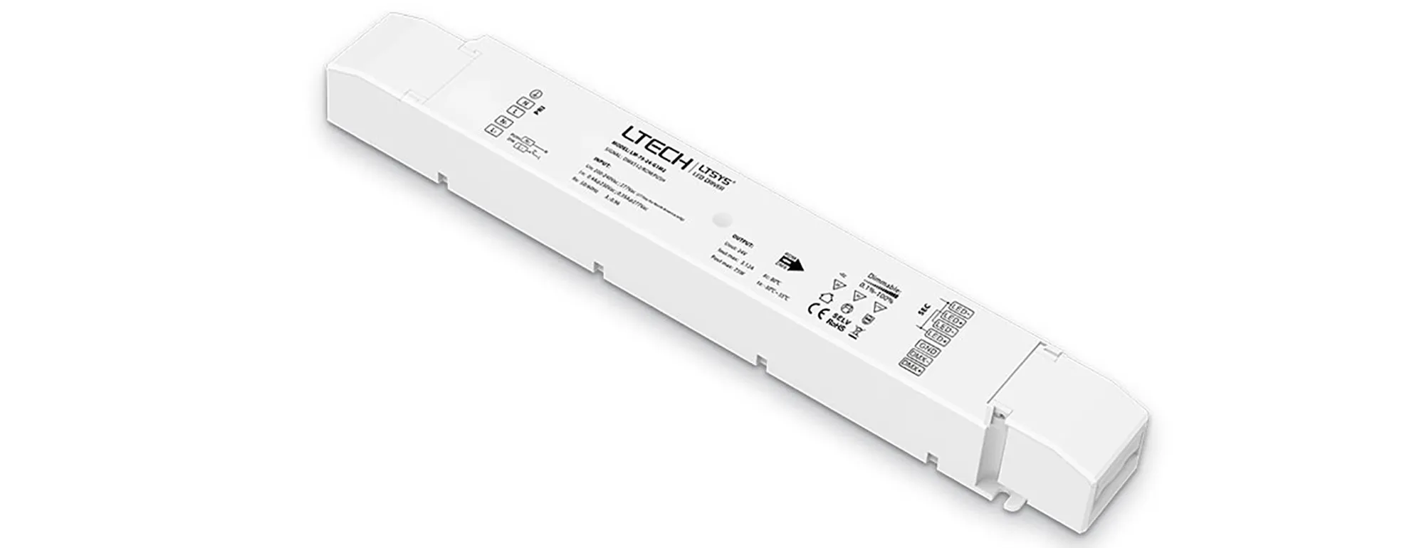 DMX512/RDM/Push DIM, 0-100% Dim, CV 100W, 24Vdc 4.17A, 200-240Vac, IP20, 5yrs Warranty. LM-100-24-G1M2  LTECH DMX Constant Voltage